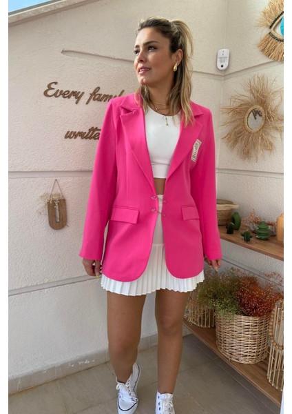 Etiket Detaylı Blazer Ceket