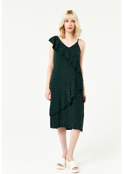 Kadın Tek Kolu Volanlı Dokuma Elbise fiyatları