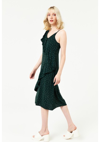 Kadın Tek Kolu Volanlı Dokuma Elbise modelleri