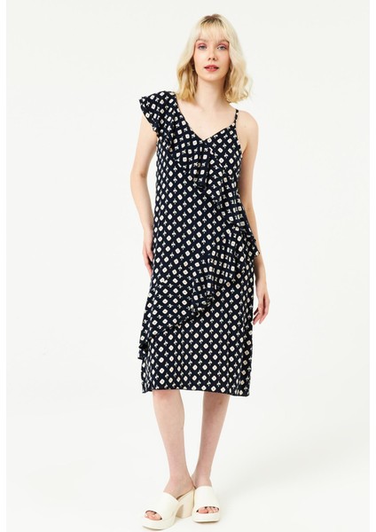 Kadın Tek Kolu Volanlı Dokuma Elbise indirimleri