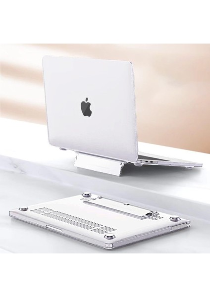 Macbook Air 13" 2020 M1 Çip A2337/A1932/A2179 Uyumlu Standlı Kılıf + Klavye Kılıfı + Ekran Koruyucu