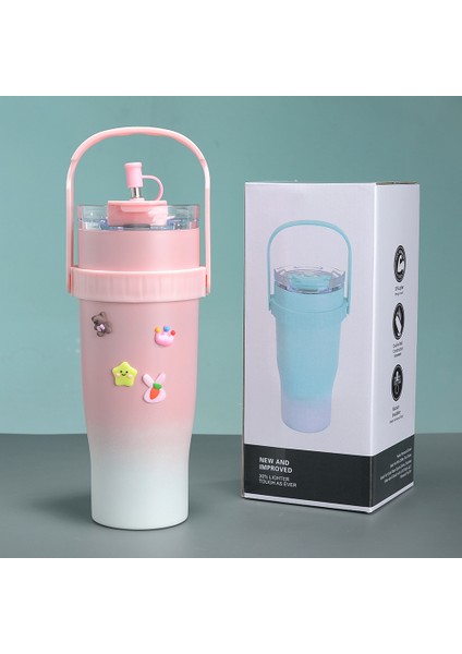 40OZ El Taşınabilir Çift Katmanlı Vakum Izolasyonlu Şişe Pipetli (Yurt Dışından)