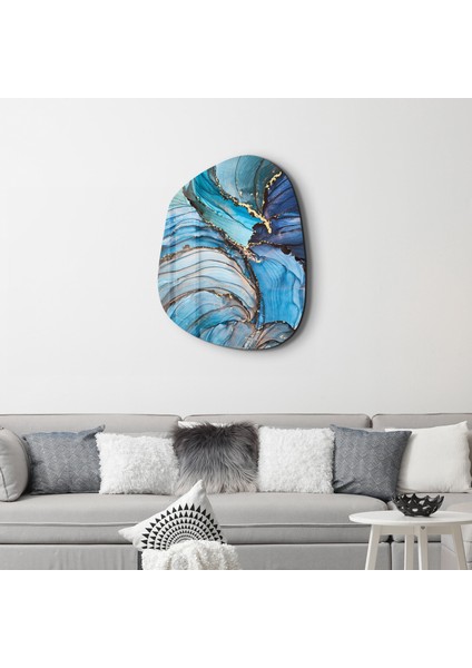 Blue Marble Amorphous Collection Glass Wall Art fırsatları