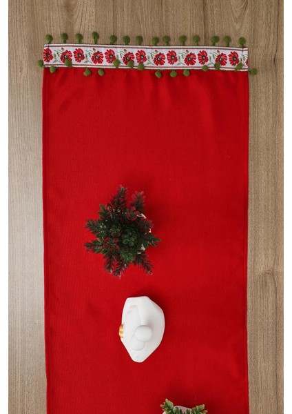 Desen Şeritli ve Ponpon Detaylı Runner 90 x 30 cm ,R-88K