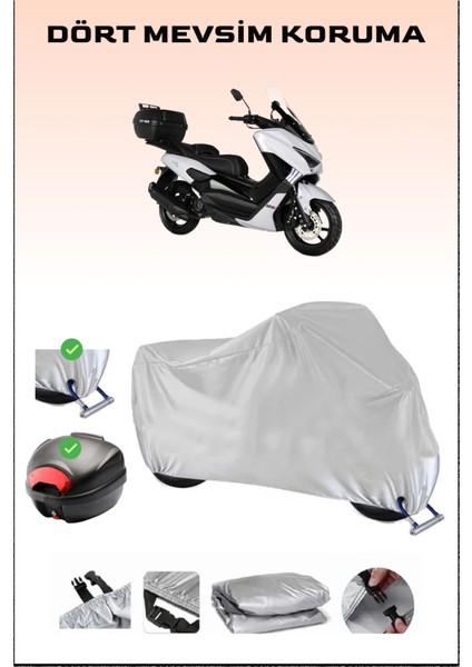 Kuba Chia 125 Için Arka Çanta Ve Kilit Uyumlu Gri Motosiklet Branda, Güvenli
