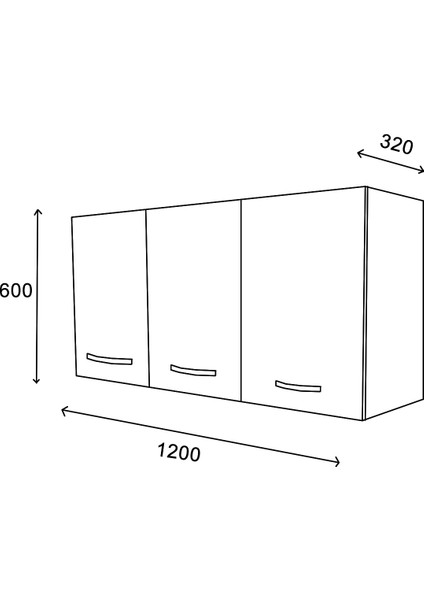 Tivat 3 Kapaklı Duvara Monte Mutfak Dolabı - Beyaz