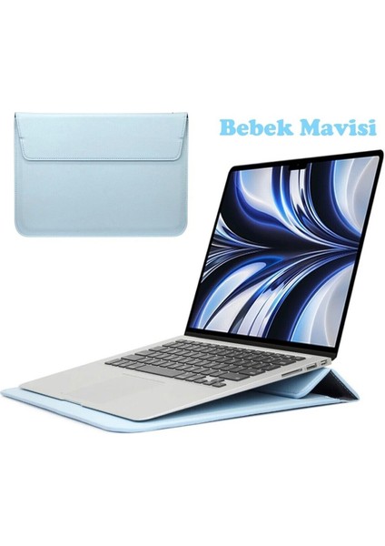 Apple Macbook Pro 14 Inç M3 A2992 A2918 Uyumlu Deri Mıknatıslı Çanta Stantlı Şık Tasarım