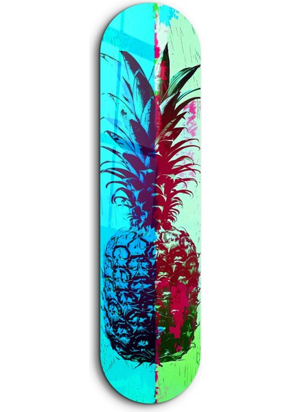 Ananas Lime Blue | Glass Wall Art