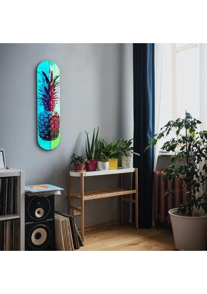 Ananas Lime Blue | Glass Wall Art indirimleri