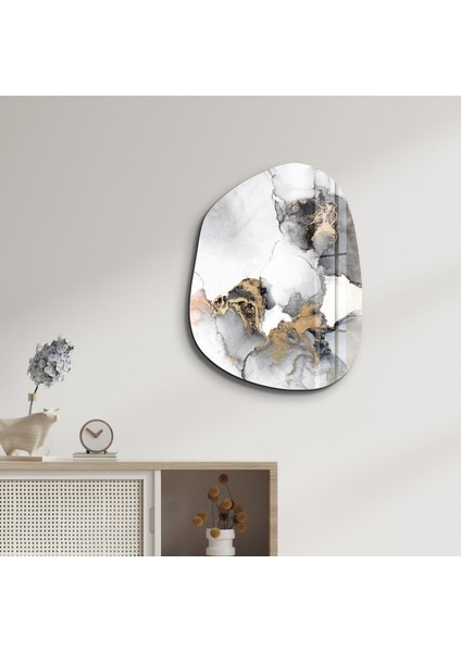 Marble With Golden Dust Amorphous Collection Glass Wall Art