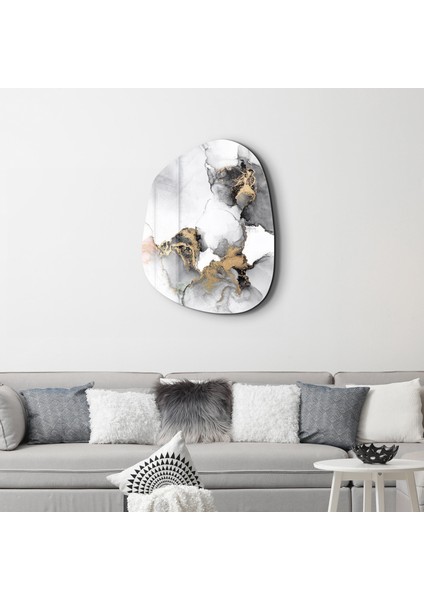 Marble With Golden Dust Amorphous Collection Glass Wall Art