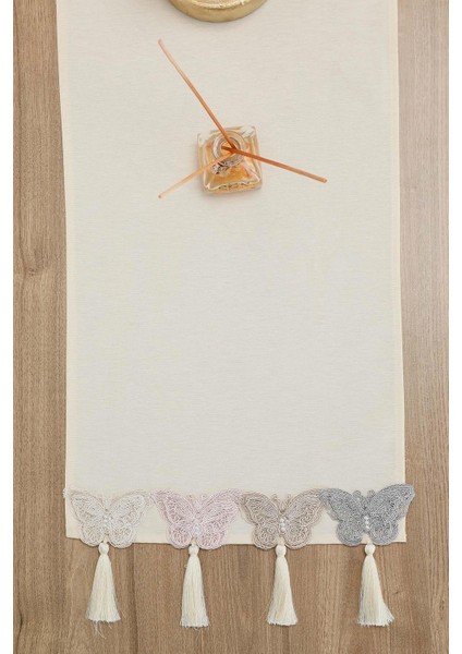 Kelebek Aksesuar ve Püsküllü Runner 90 x 30 cm ,R-86K