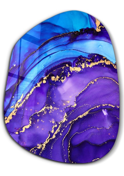 Purple And Blue Marble Amorphous Collection Glass Wall Art