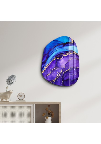 Purple And Blue Marble Amorphous Collection Glass Wall Art