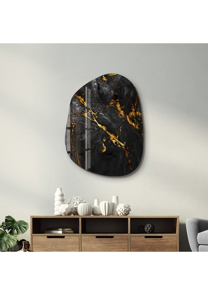 Black Marble Amorphous Collection Glass Wall Art