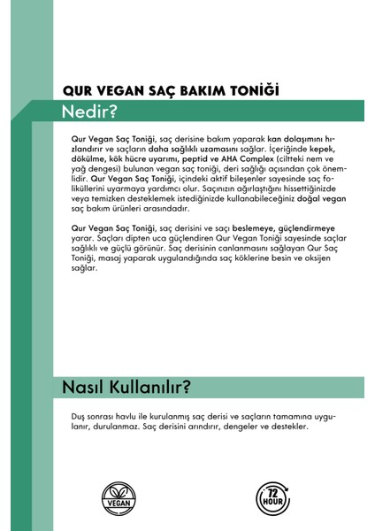 Vegan Saç Bakım Toniği, Saç Uzatma Kepek ve Dökülmesine Karşı Saç Derisi Bakımı modelleri