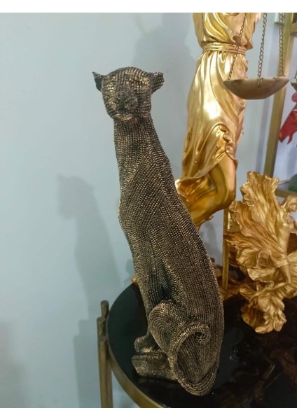 Dekoratif Çita Lopar Kaplan Biblo Heykel