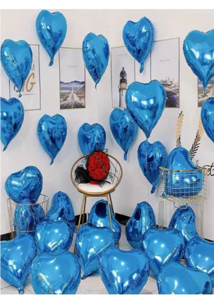 Kalp Folyo Balon Mavi