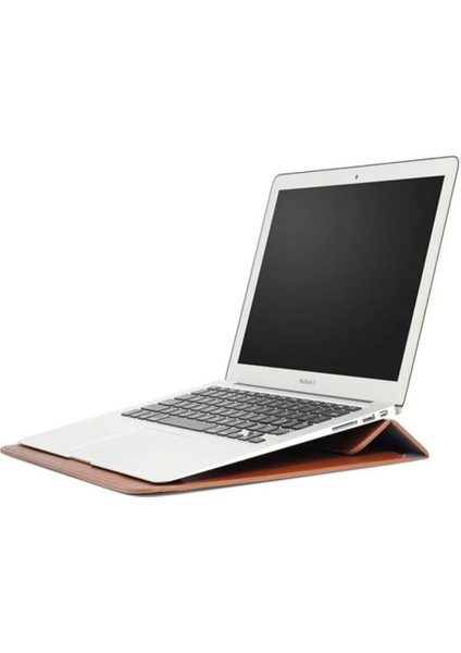 Apple Macbook Air M2 15 Inç 2023 M2 Çip A2941 Uyumlu Deri Mıknatıslı Çanta Stantlı Şık Tasarım