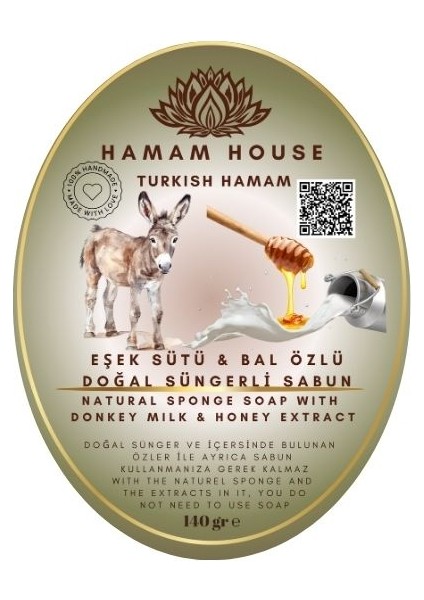 Doğal Süngerli Sabun eşek sütlü & ballı
