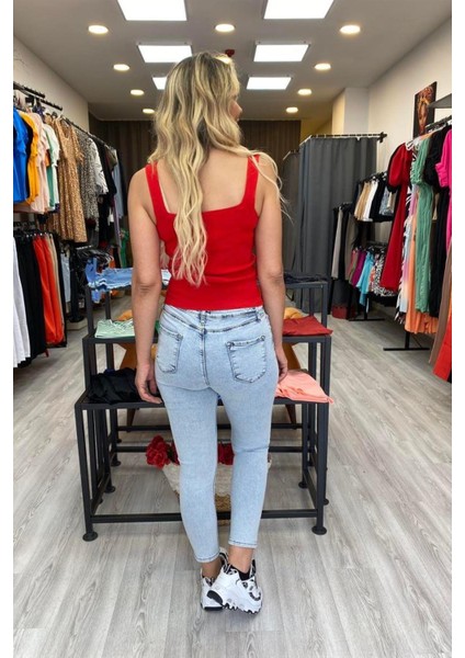 Açık Mavi Skinny Yırtıklı Jean