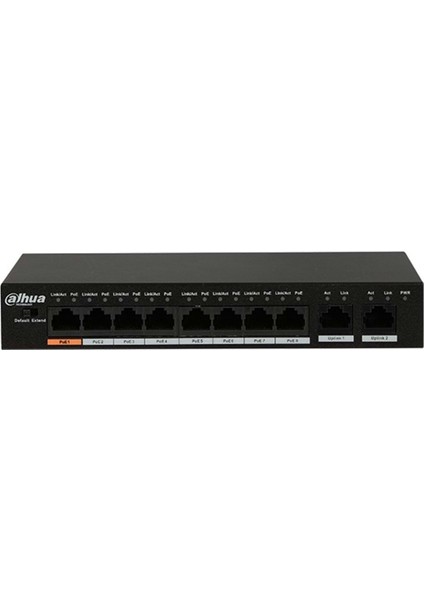 DH-PFS3010-8ET-65 8 Port 10/100 8fe Poe Port 65W 2fe Uplink Yönetilemez Switch