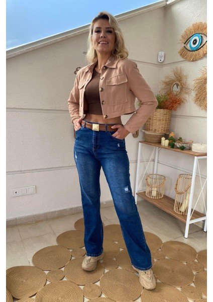 Lacivert Yırtık Detaylı Palazzo Jean fiyatları