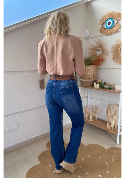 Lacivert Yırtık Detaylı Palazzo Jean modelleri