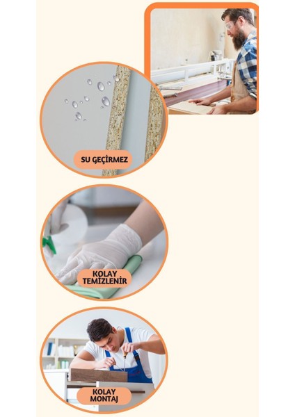 Truva Model, Antrasit Üstü Çam Renk, 96 cm Petek Kaplama, Dresuar
