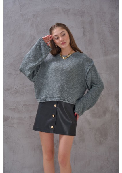 Kadın Kolu Dikiş Detaylı Bohem Stil Yumuşak Triko