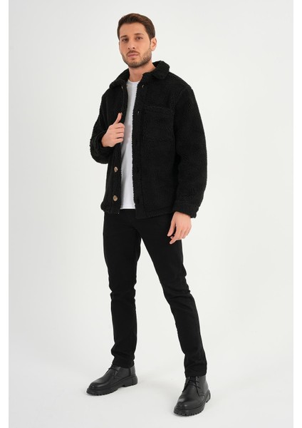 Alexandergardı Düğmeli Siyah Peluş Ceket (AG-POLE-J58-01) fiyatları