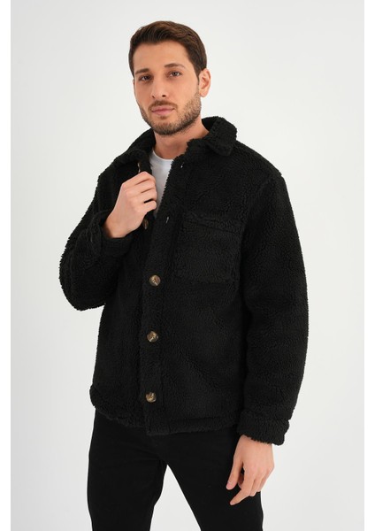 Alexandergardı Düğmeli Siyah Peluş Ceket (AG-POLE-J58-01) modelleri