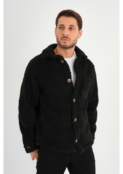 Alexandergardı Düğmeli Siyah Peluş Ceket (AG-POLE-J58-01) fırsatları