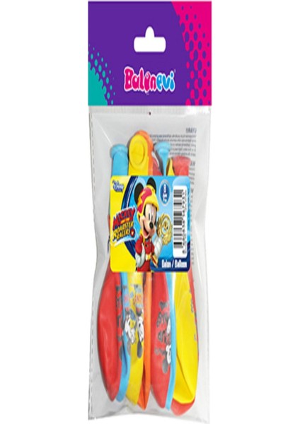 12" 4+1 Mickey Roadster Baskılı Balon 8'li