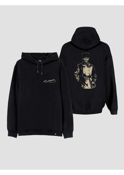 Mustafa Kemal Atatürk Özel Tasarım Baskılı Kapşonlu Çift Taraflı Sweatshirt Hoodie