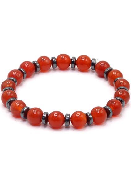 Kırmızı Akik Doğal Taşlı Bay-Bayan Bileklik 201023551