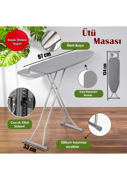 Alsu Orta Boy Ütü Masası 33*97 cm