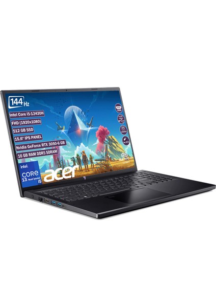 Nitro V 15 ANV15-51 I5 13420H 16 GB 512 GB SSD Rtx 3050-6 GB Freedos 15.6" Fhd IPS Taşınabilir Bilgisayar NH.QNCEY.001+165