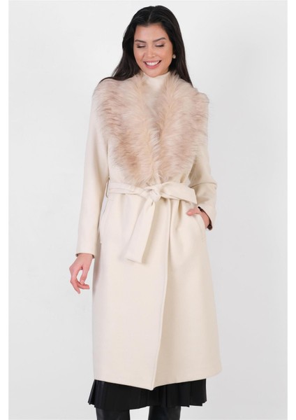 Pivetti Yakası Kürklü Kuşaklı Kaban TAŞ fiyatları