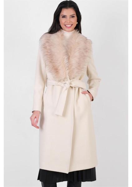 Pivetti Yakası Kürklü Kuşaklı Kaban TAŞ indirimleri