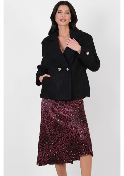 Efrikian Kruvaze Yandan Cepli Salaş Kaban Siyah