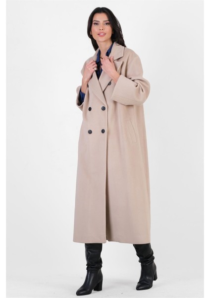 İsonzo Geniş Kesim Kruvaze Yaka Kaban BEJ modelleri