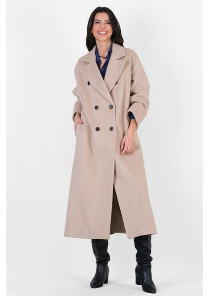 İsonzo Geniş Kesim Kruvaze Yaka Kaban BEJ fırsatları