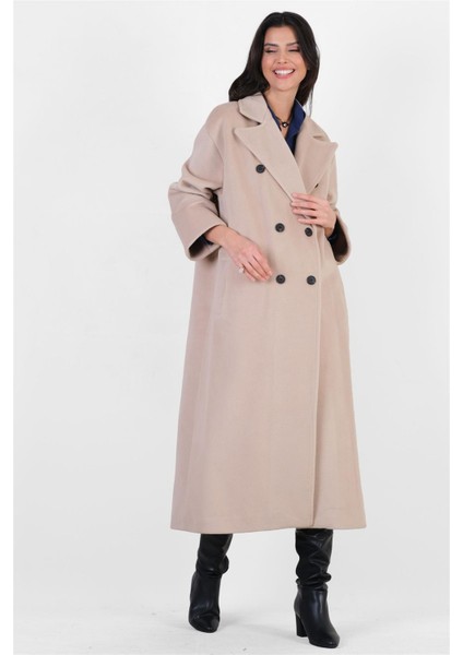 İsonzo Geniş Kesim Kruvaze Yaka Kaban BEJ indirimleri