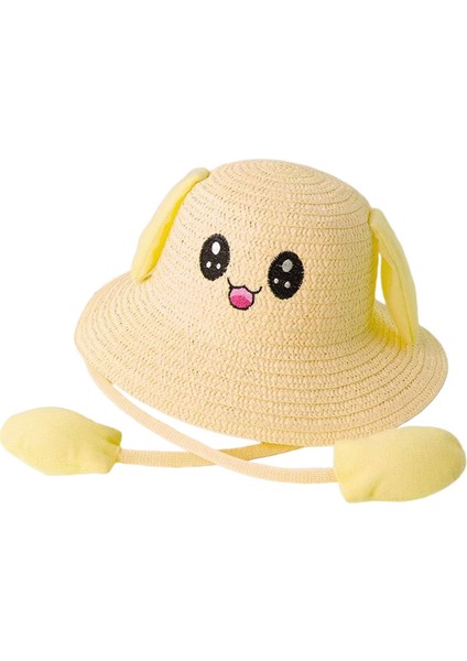 Bunny Straw Hat Caps Moda Big Haaves Sarı Geziler Için Şapka Sarı (Yurt Dışından)