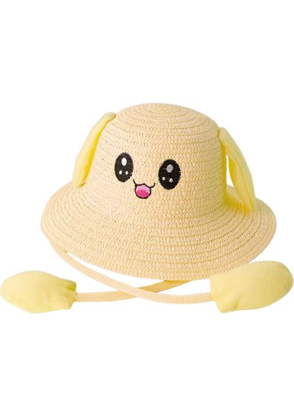 Bunny Straw Hat Caps Moda Big Haaves Sarı Geziler Için Şapka Sarı (Yurt Dışından)