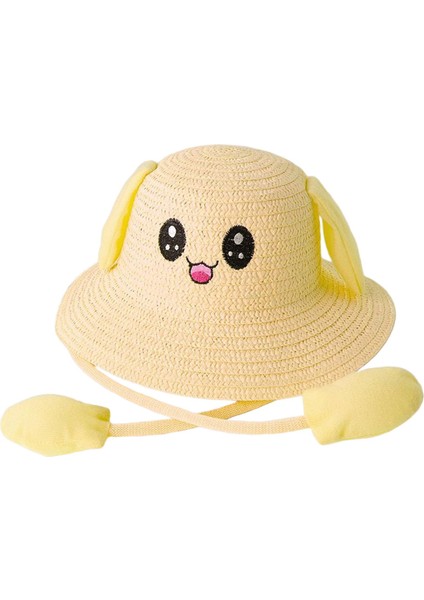 Bunny Straw Hat Caps Moda Big Haaves Sarı Geziler Için Şapka Sarı (Yurt Dışından)