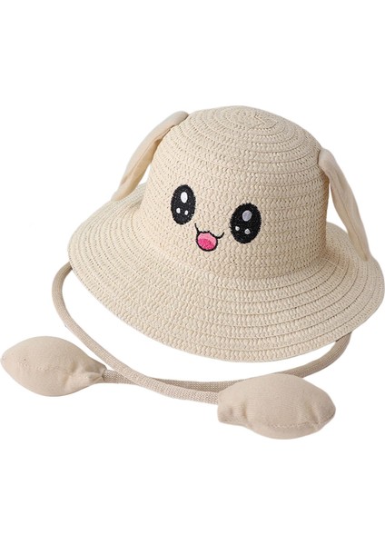 Bunny Straw Hat Caps Moda Big Haaves Summer Gezileri Için Şapka Bej (Yurt Dışından)