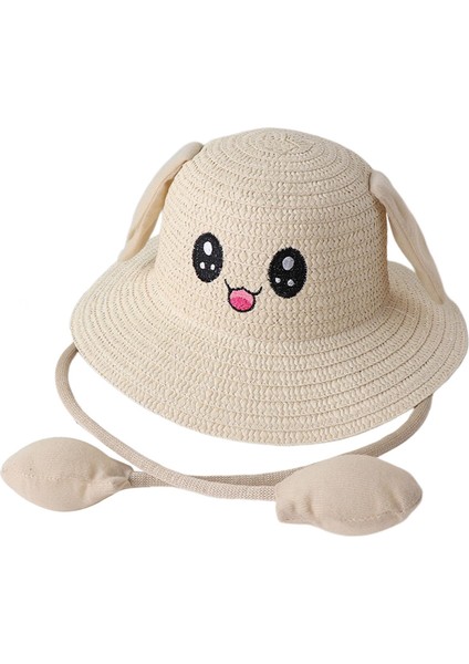 Bunny Straw Hat Caps Moda Big Haaves Summer Gezileri Için Şapka Bej (Yurt Dışından)