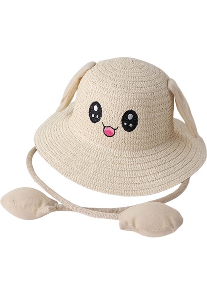 Bunny Straw Hat Caps Moda Big Haaves Summer Gezileri Için Şapka Bej (Yurt Dışından)